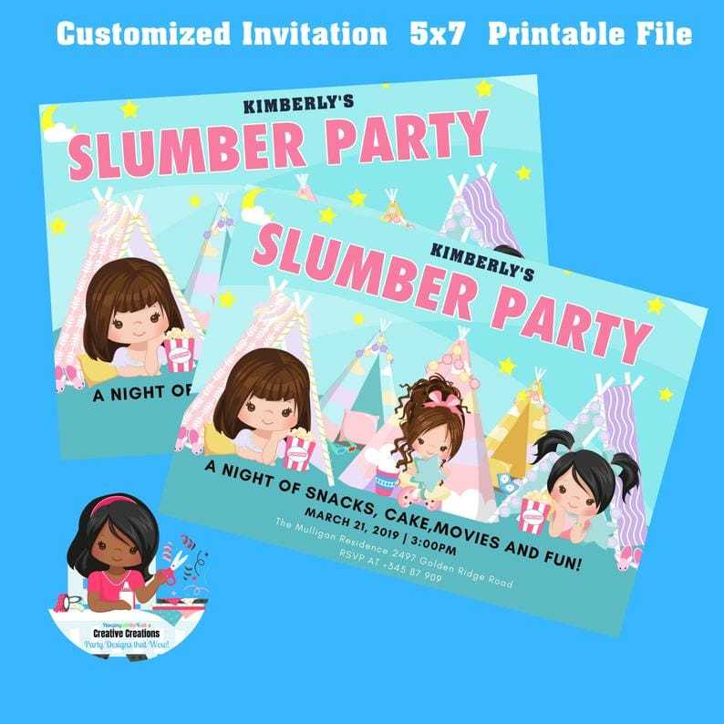 Slumber Party Invitation| pajama party | Sleepover Birthday Invitations, Tween Girls