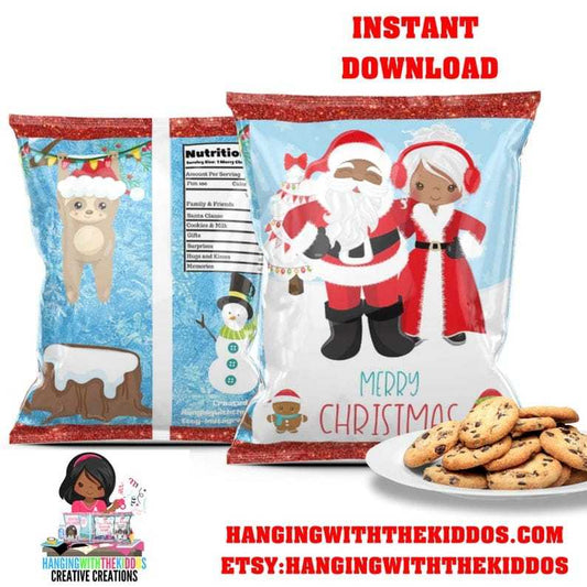 Christmas Goodie Bags | Cookie Bags |Chip Bags Black Mr. & Mrs Santa Claus