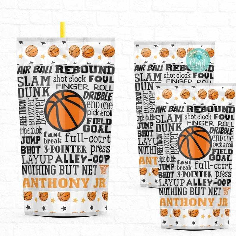 Basketball Party Drink pouches Personalized Juice Pouch Labels