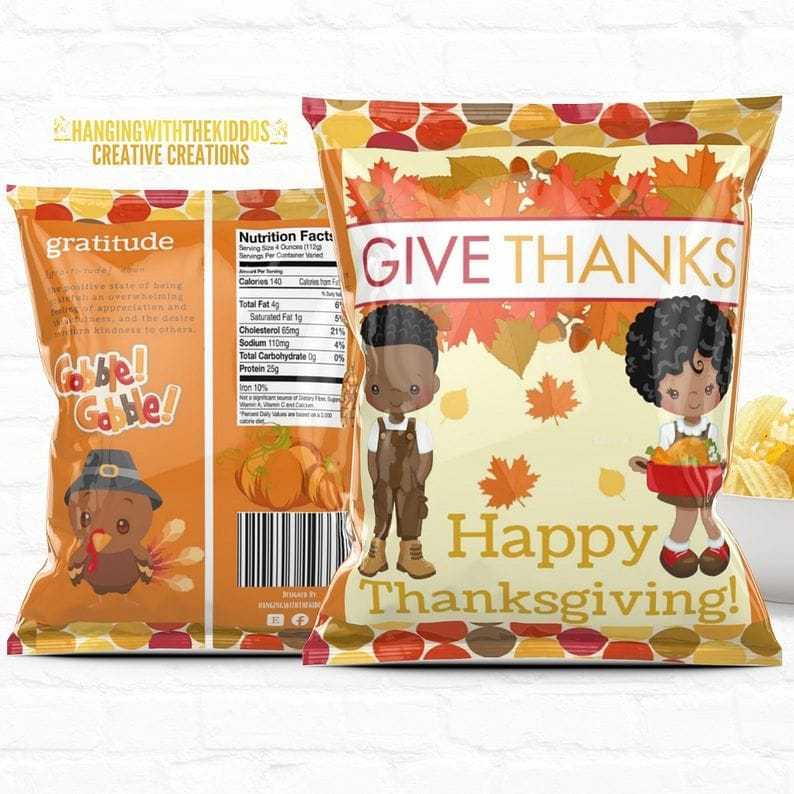 Thanksgiving Printable Treat Bags |Chip Bags| Send Thanksgiving guests home with something sweet| Get your Instant Download Now!