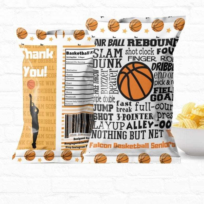 Basketball Party Chip Bag Template | Personalized Basketball Favors Goody Bags | Treat Bags Party Printables- Personalized Party Favors