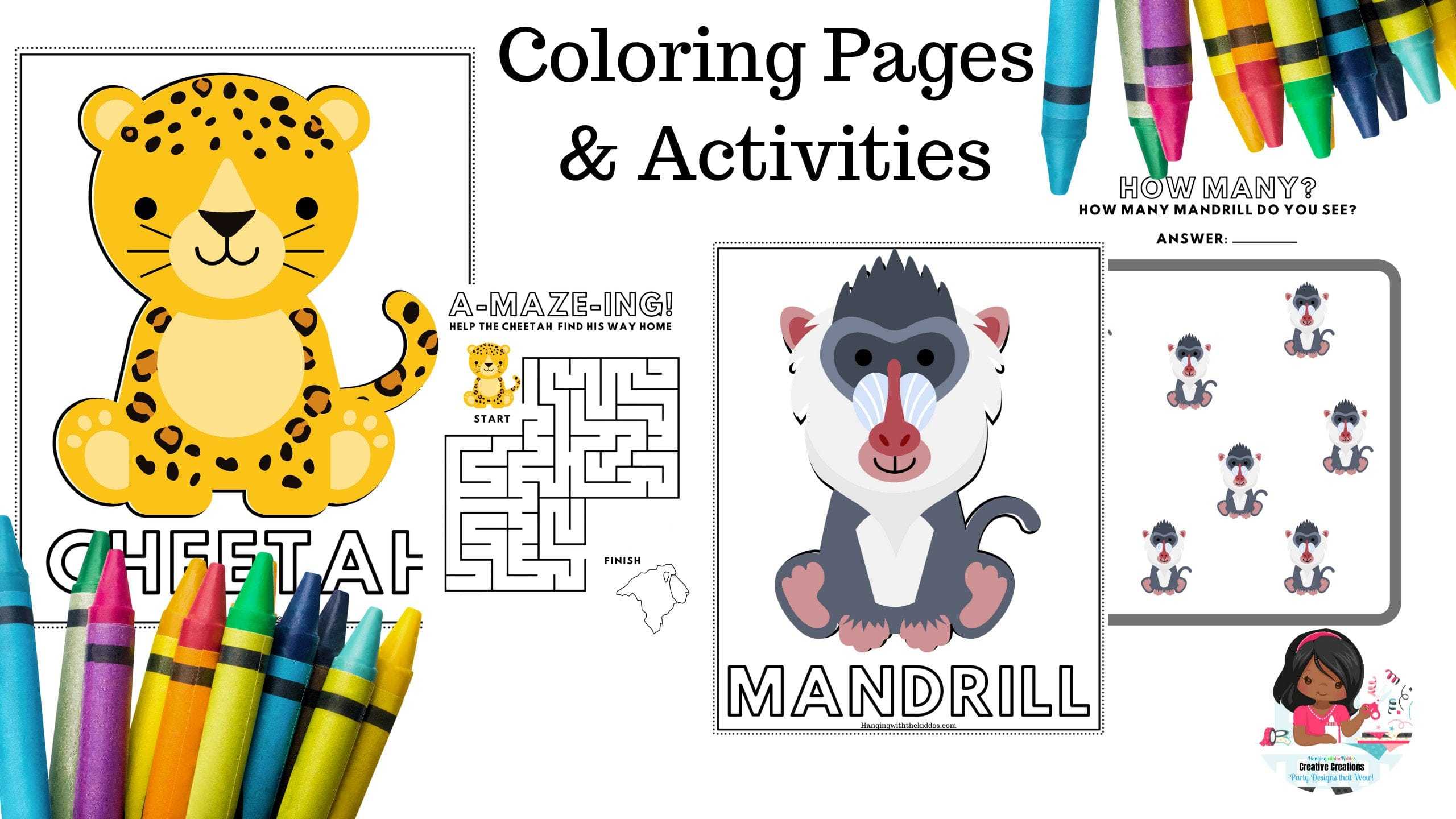 African Animals Coloring Book | Printable colouring book for Kids and  Adults| Zoo Animal