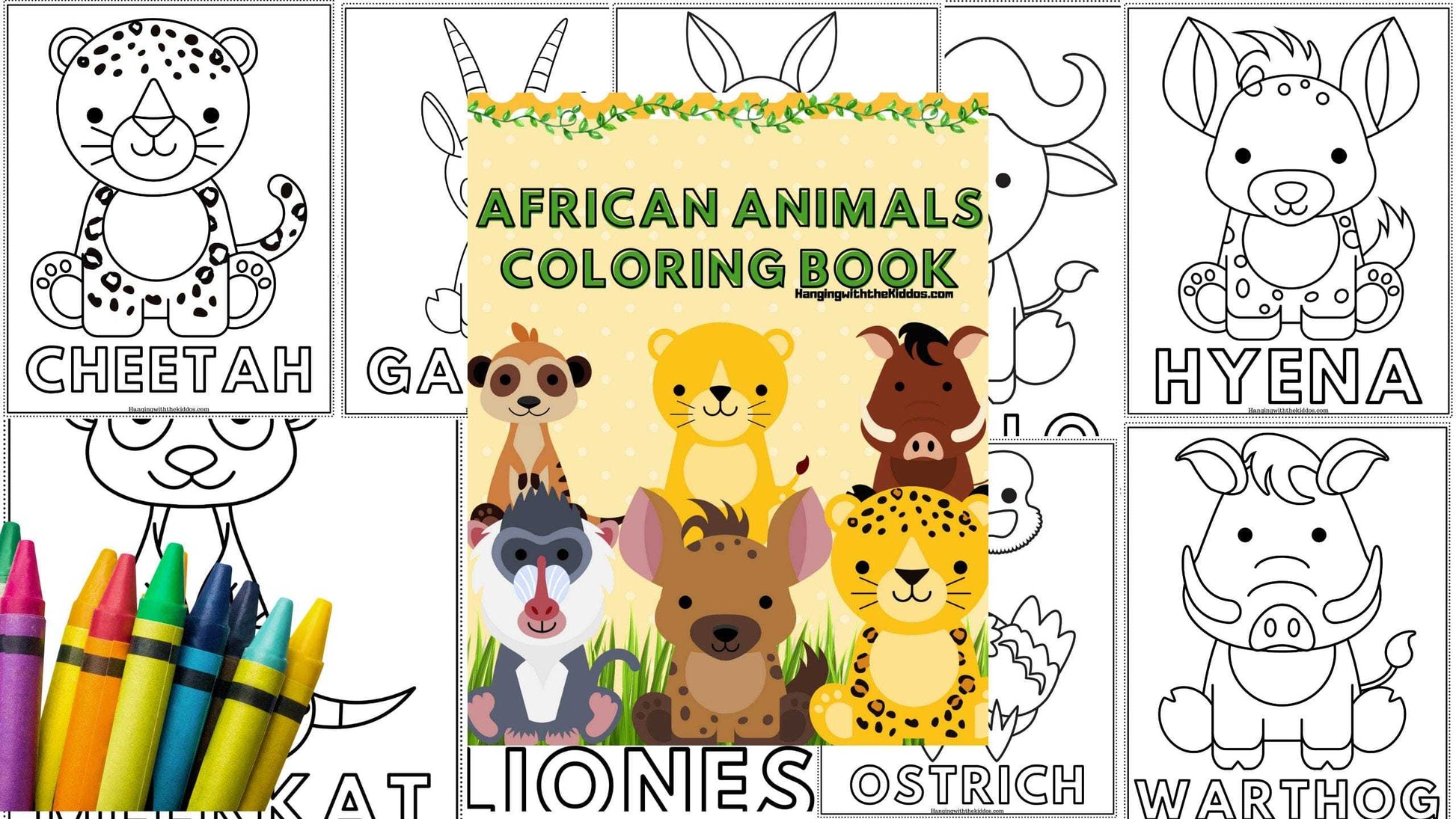 African Animals Coloring Book | Printable colouring book for Kids and Adults| Zoo Animal