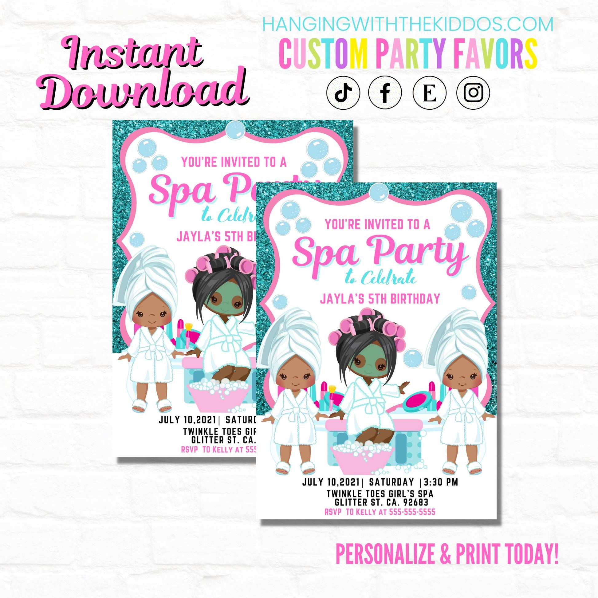 Tween Girls Spa Party Invitations| 5X7