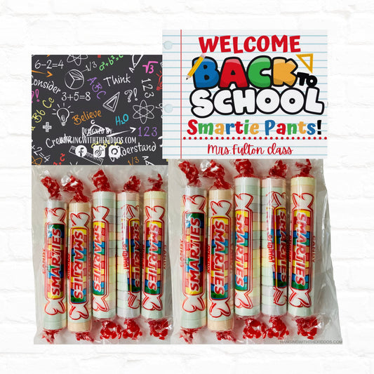 Welcome Back to School SMARTIE PANTS Bag Topper Gift from Teacher| Add to Welcome Bags or Lunch Bag | Ready to Edit Bag Toppers