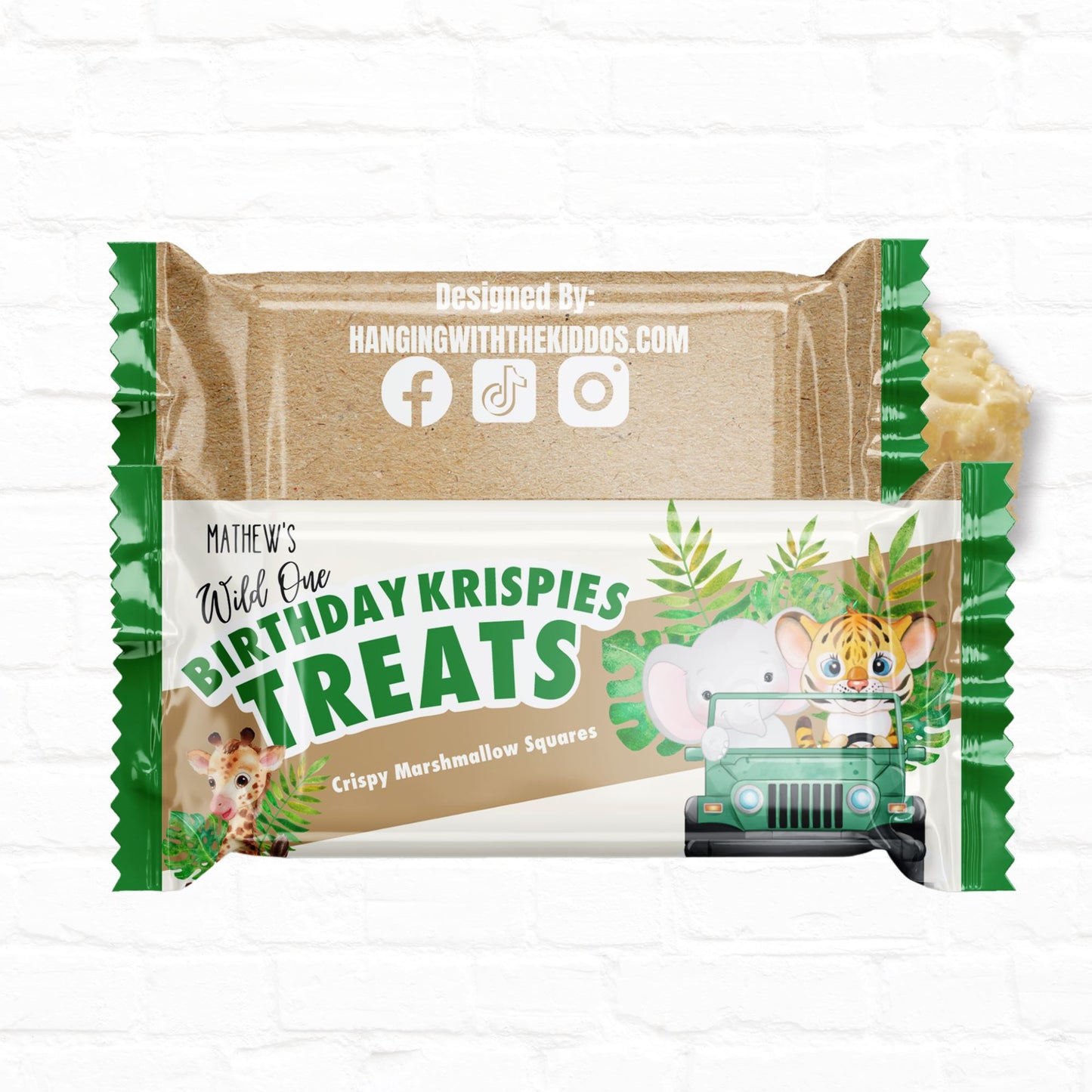Safari Birthday Personalized Rice Krispy Treats Wrappers| Instant Download